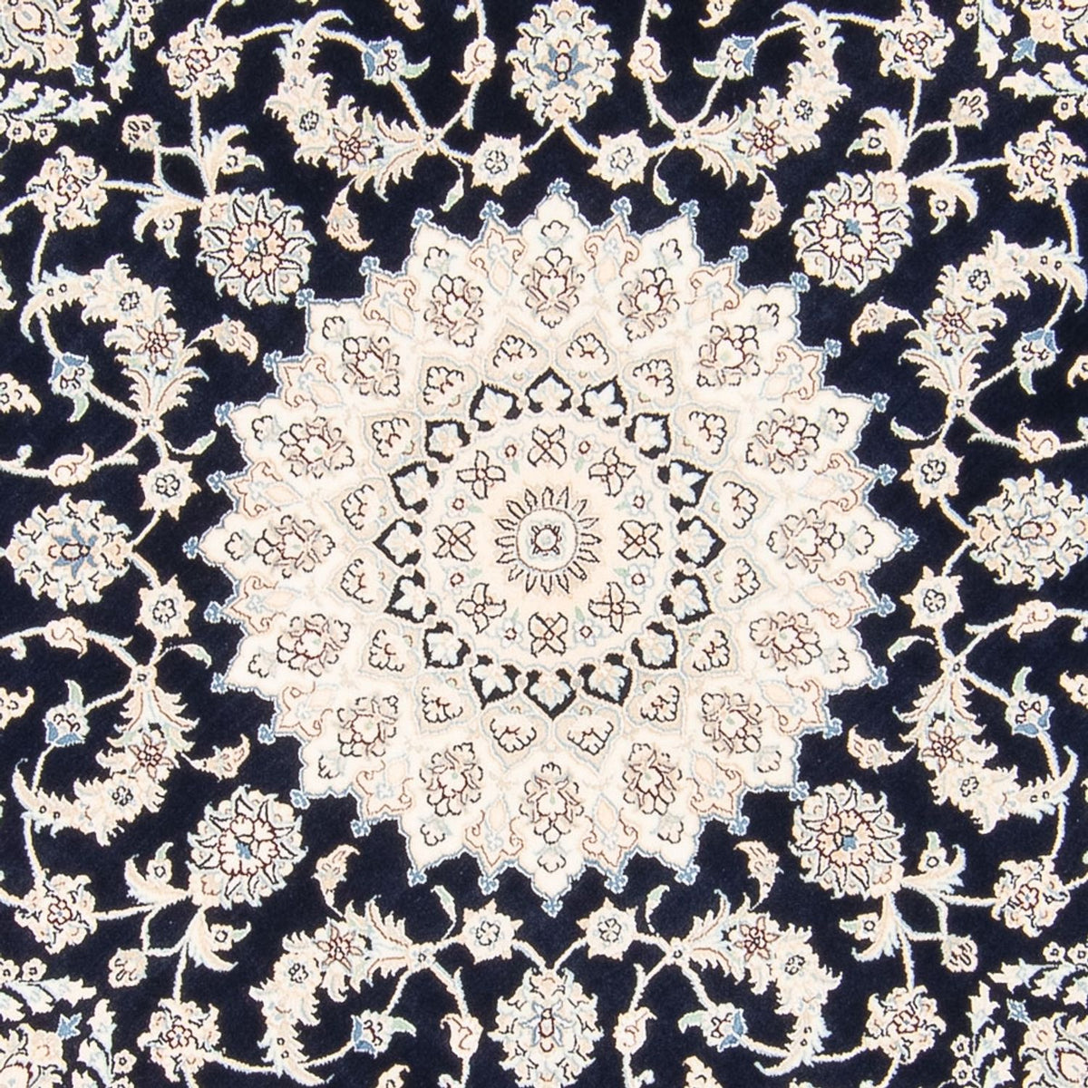 Tapis persan - Nain ronde  - 204 x 195 cm - bleu foncé