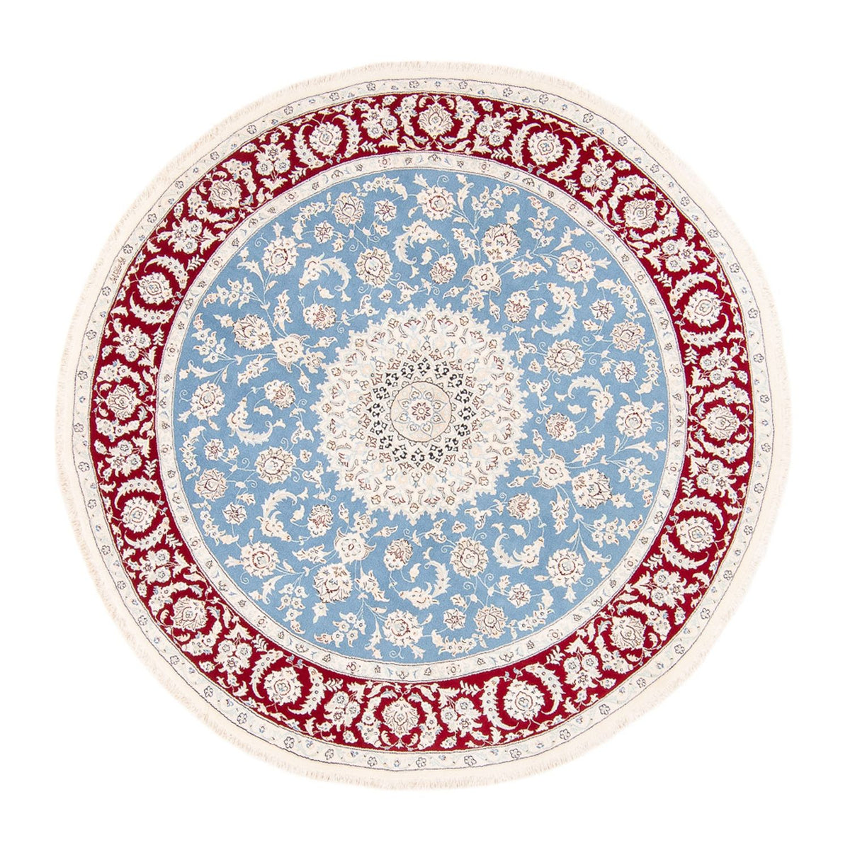 Tapis persan - Nain ronde  - 200 x 200 cm - bleu clair