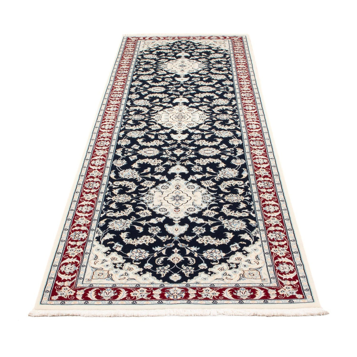 Tapis de couloir Tapis persan - Nain - Premium - 292 x 80 cm - bleu foncé