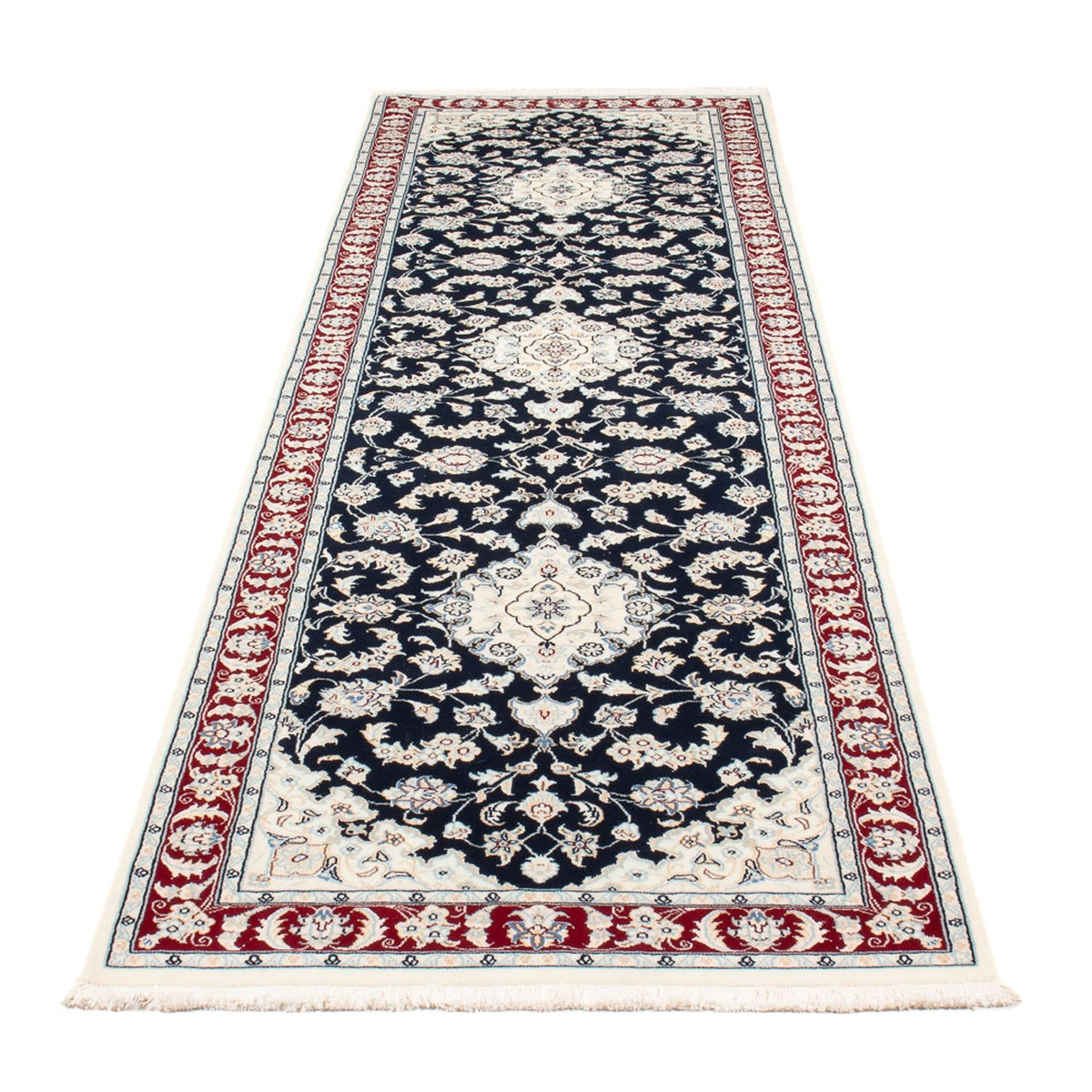 Tapis de couloir Tapis persan - Nain - Premium - 292 x 80 cm - bleu foncé