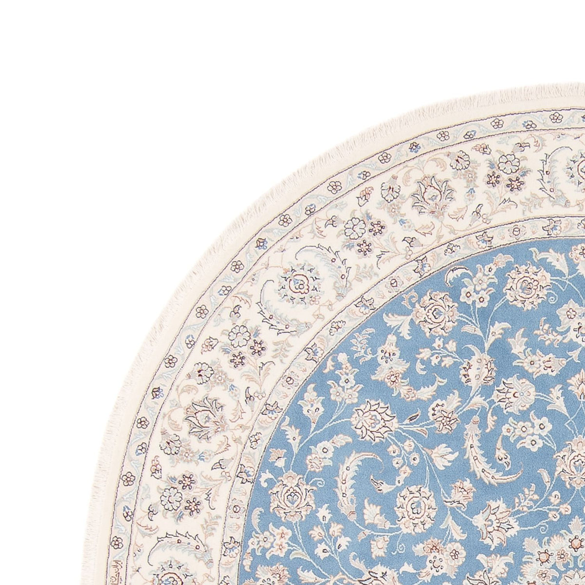 Tapis persan - Nain ronde - 200 x 200 cm - bleu clair