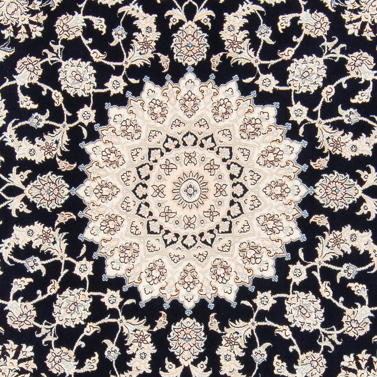 Tapis persan - Nain ronde  - 206 x 195 cm - bleu foncé