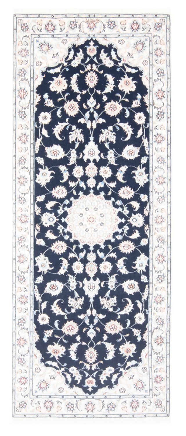 Tapis de couloir Tapis persan - Nain - Royal - 204 x 81 cm - bleu foncé