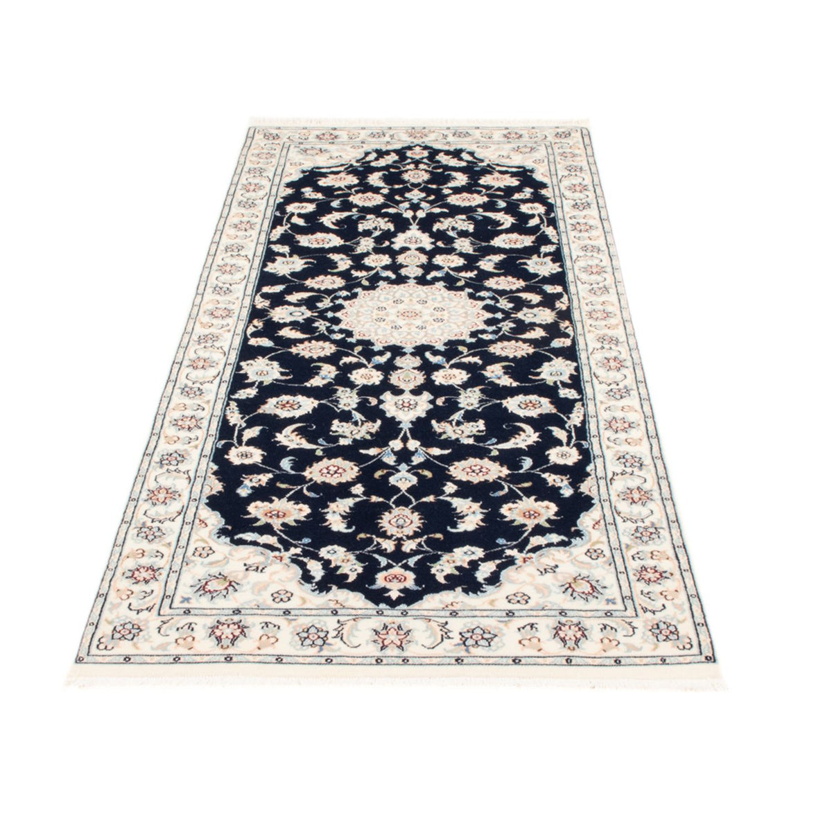 Tapis de couloir Tapis persan - Nain - Royal - 204 x 81 cm - bleu foncé