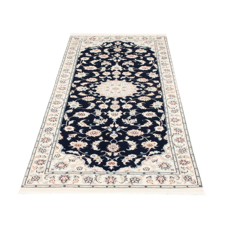 Tapis de couloir Tapis persan - Nain - Royal - 204 x 81 cm - bleu foncé