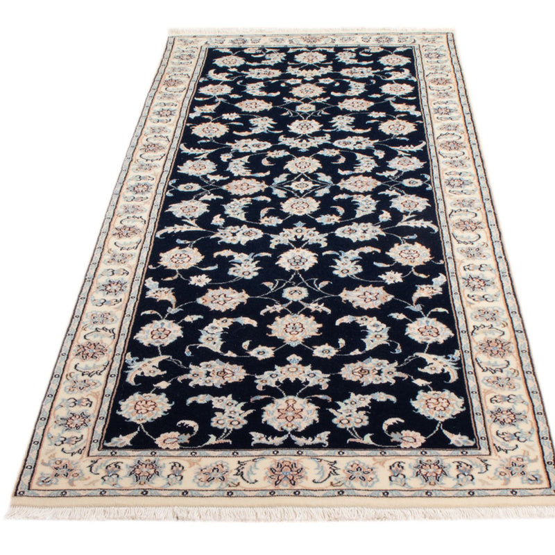 Tapis de couloir Tapis persan - Nain - Royal - 207 x 80 cm - bleu foncé