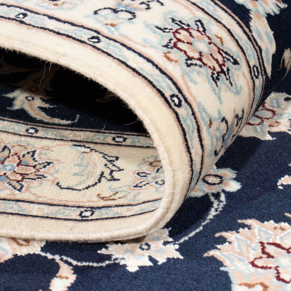 Tapis de couloir Tapis persan - Nain - Royal - 205 x 80 cm - bleu foncé