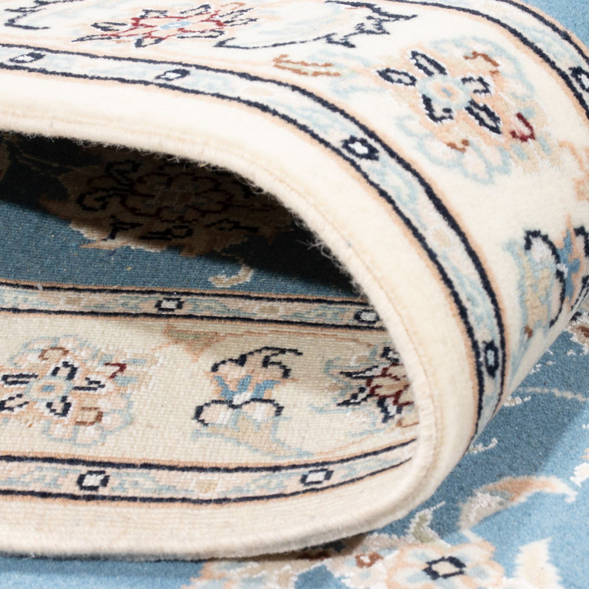 Tapis de couloir Tapis persan - Nain - Royal - 209 x 84 cm - bleu clair