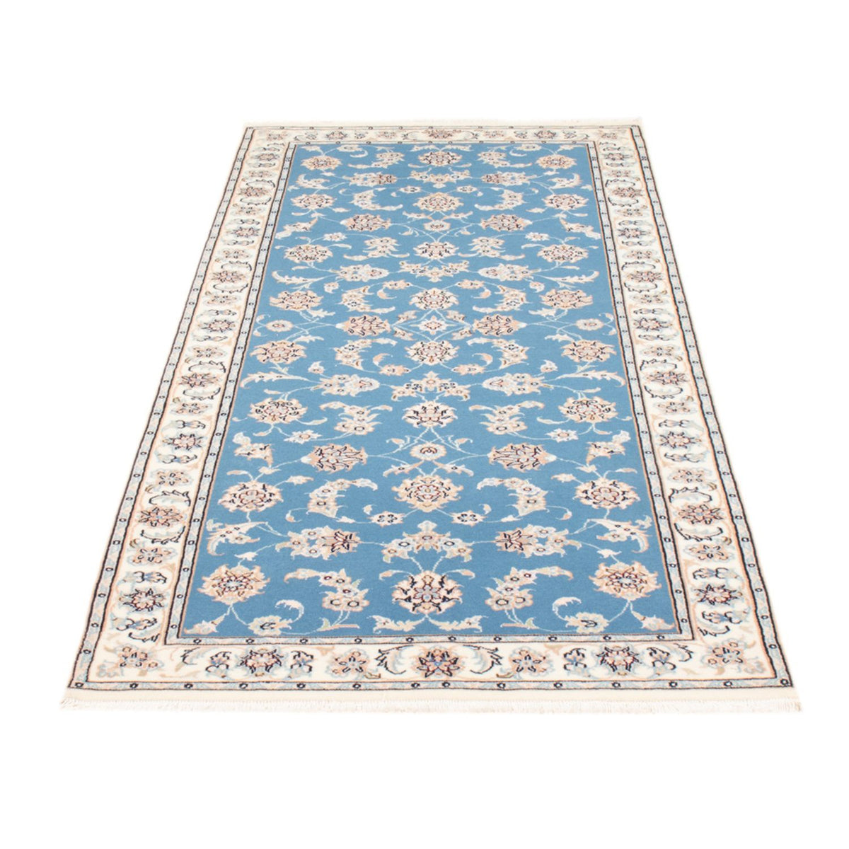 Tapis de couloir Tapis persan - Nain - Royal - 209 x 84 cm - bleu clair