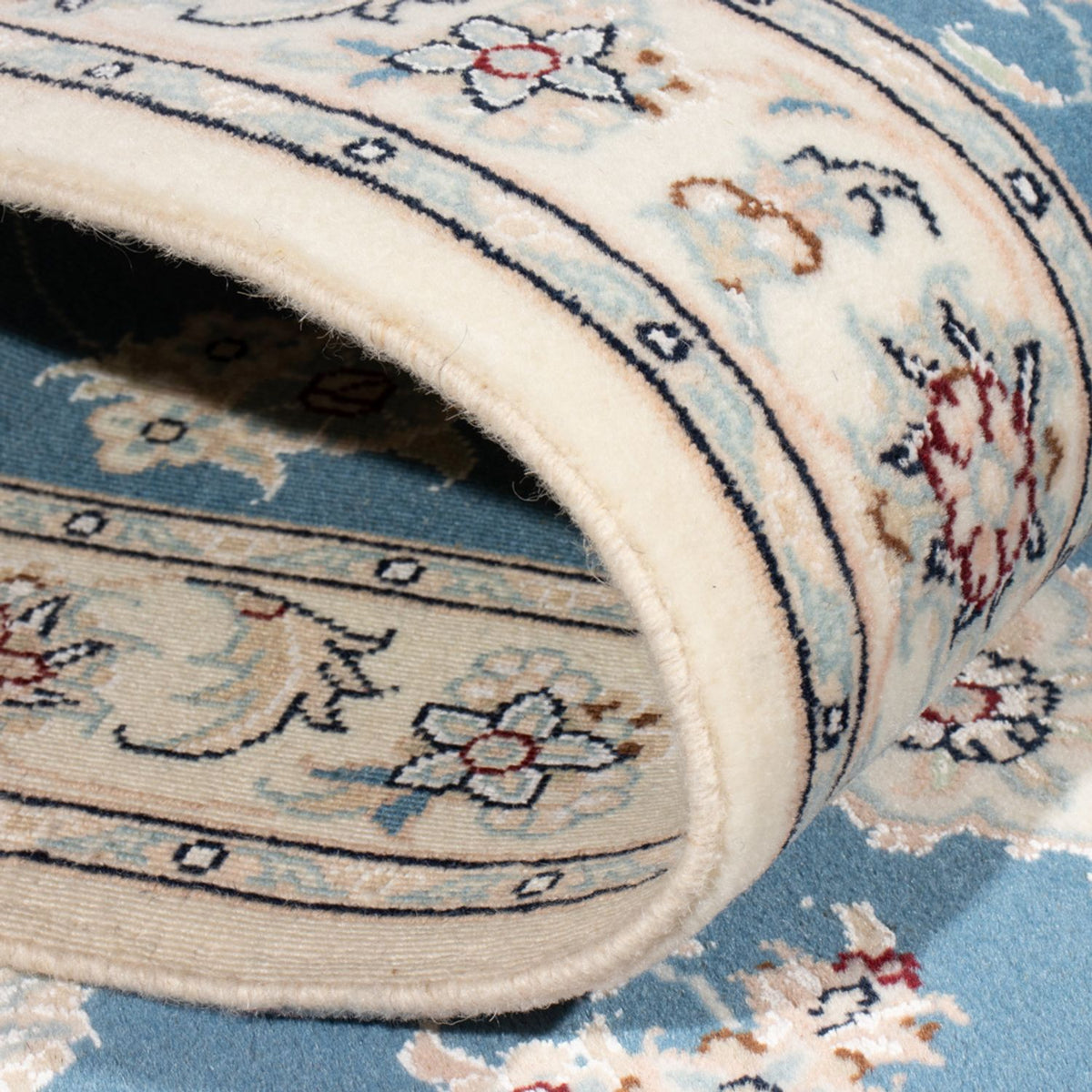 Tapis de couloir Tapis persan - Nain - Royal - 197 x 82 cm - bleu clair