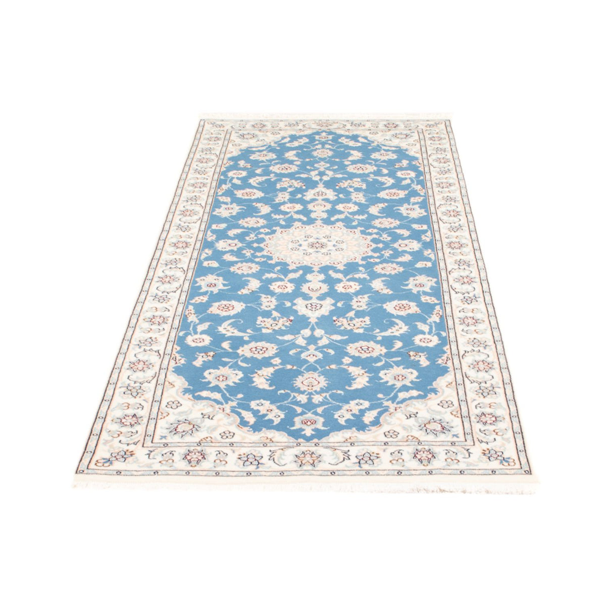 Tapis de couloir Tapis persan - Nain - Royal - 197 x 82 cm - bleu clair