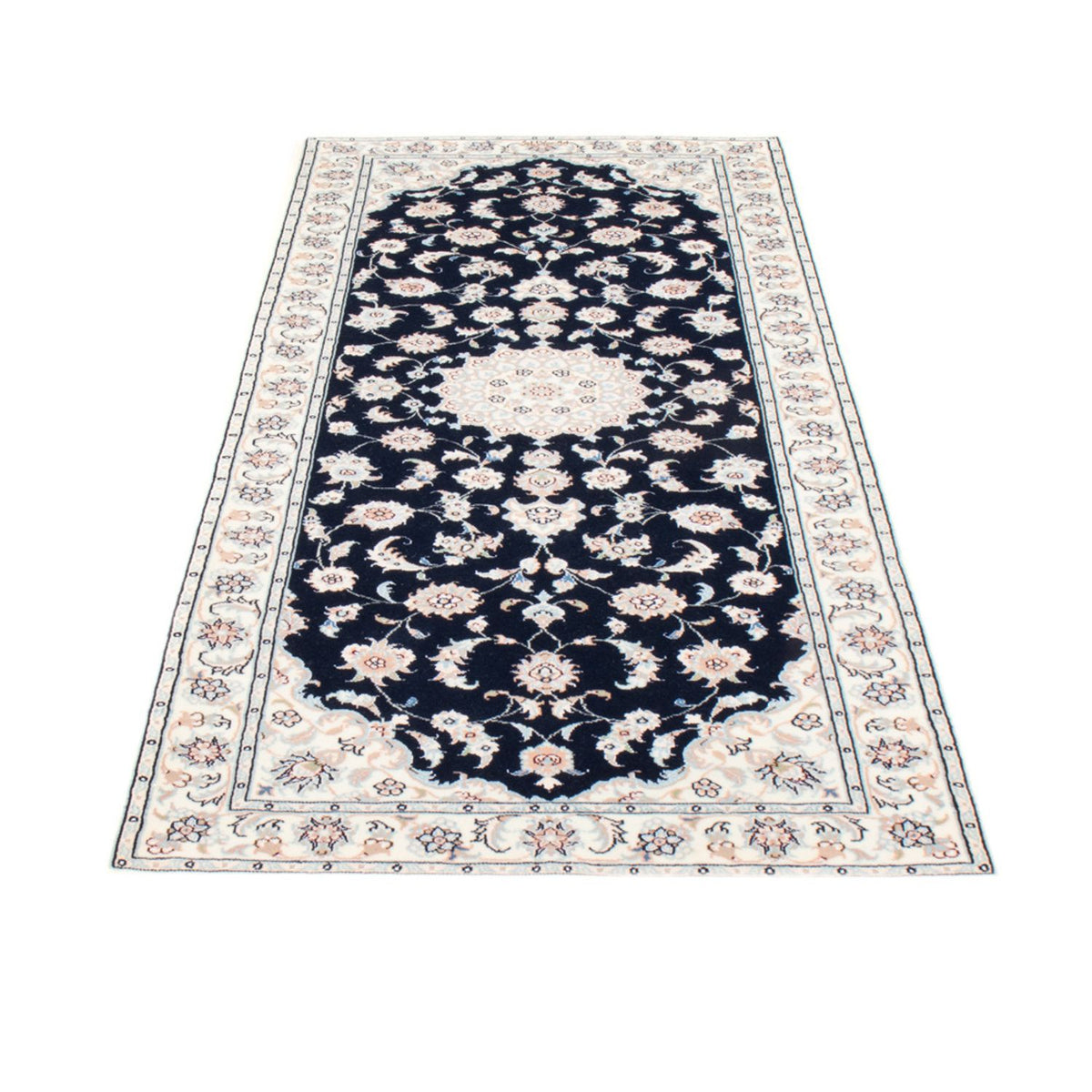 Tapis de couloir Tapis persan - Nain - Royal - 198 x 81 cm - bleu foncé