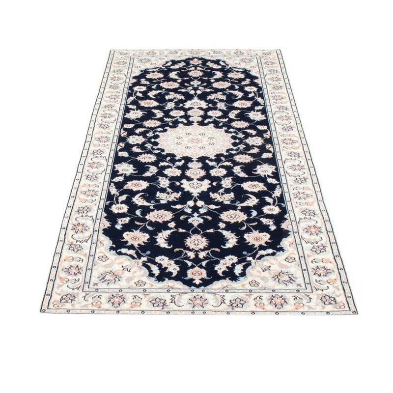 Tapis de couloir Tapis persan - Nain - Royal - 198 x 81 cm - bleu foncé