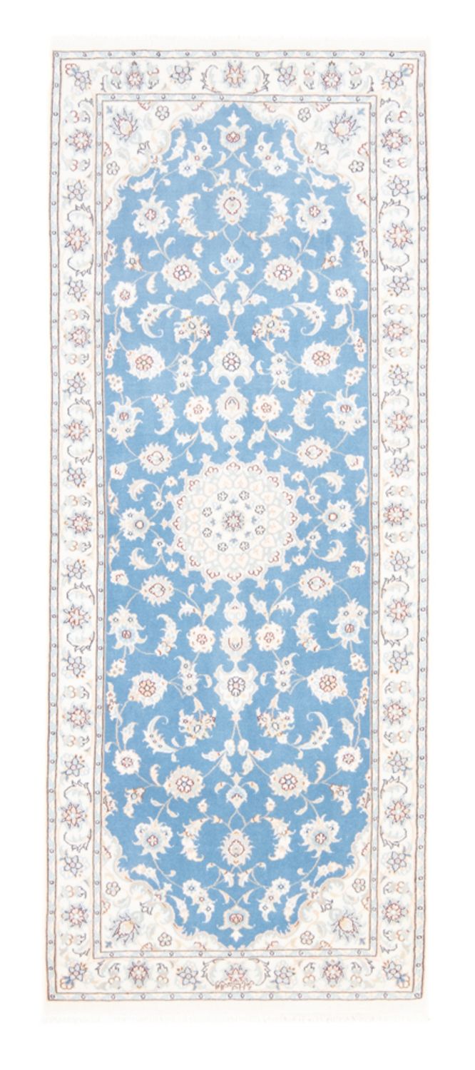 Tapis de couloir Tapis persan - Nain - Royal - 204 x 82 cm - bleu clair