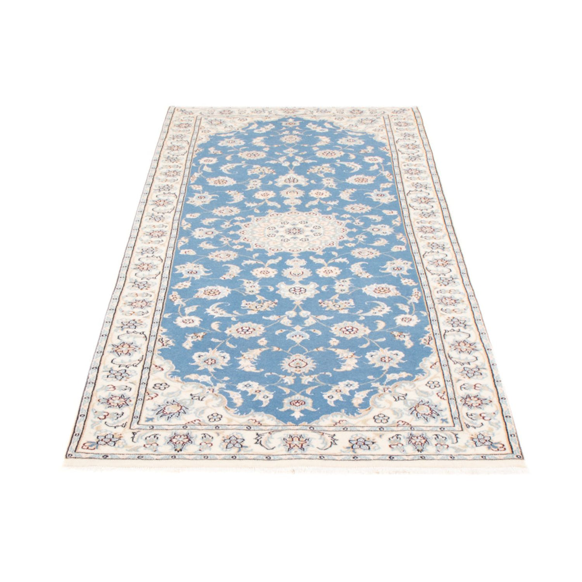 Tapis de couloir Tapis persan - Nain - Royal - 204 x 82 cm - bleu clair