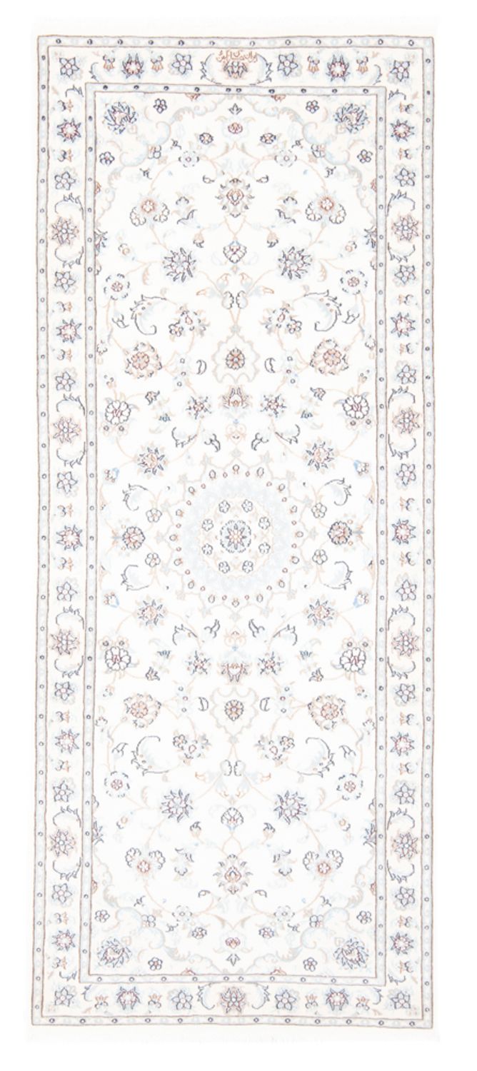 Tapis de couloir Tapis persan - Nain - Royal - 198 x 80 cm - crème