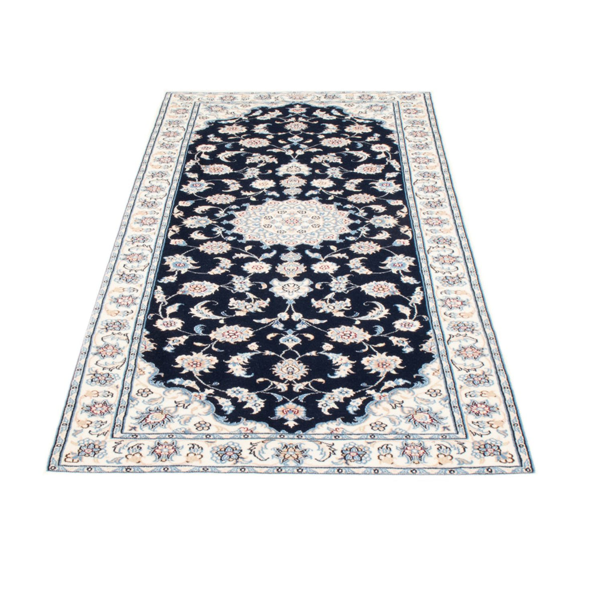 Tapis de couloir Tapis persan - Nain - Royal - 194 x 82 cm - bleu foncé