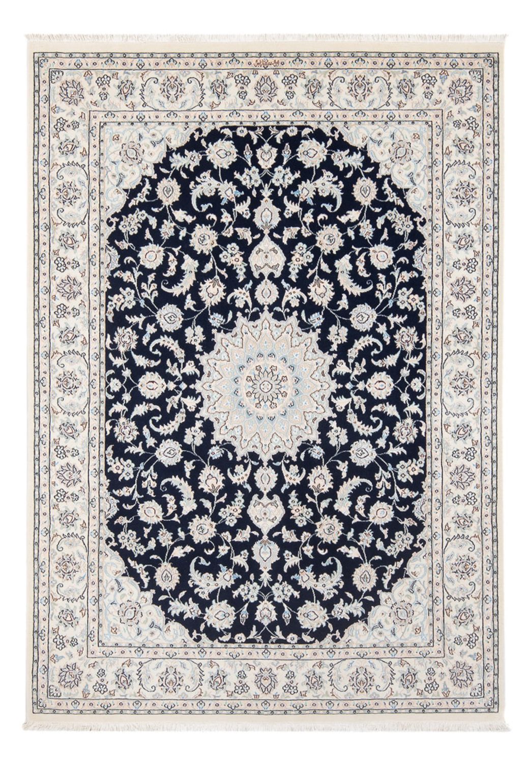 Tapis persan - Nain - Premium - 205 x 148 cm - bleu foncé