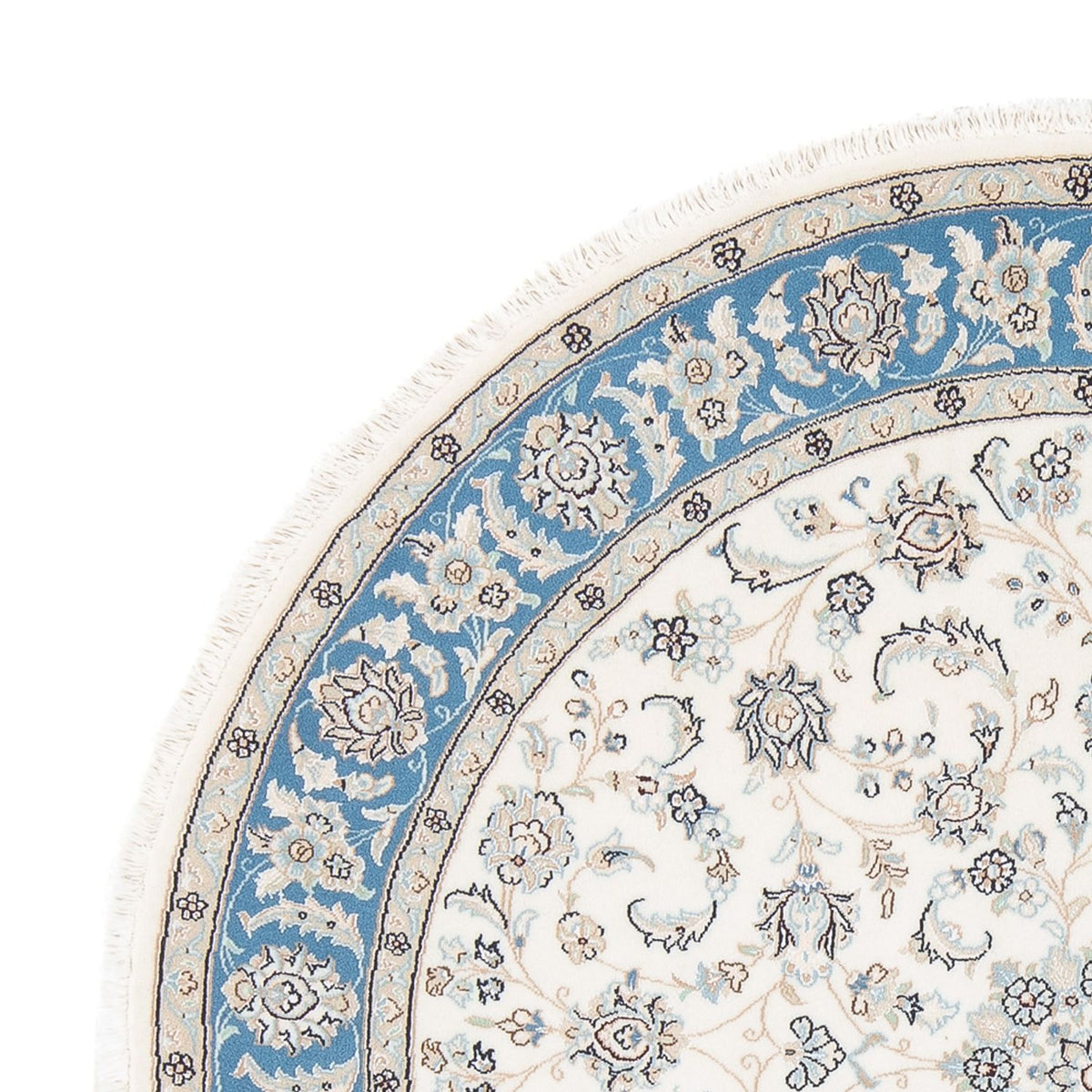 Tapis persan - Nain - Premium ronde - 148 x 149 cm - crème