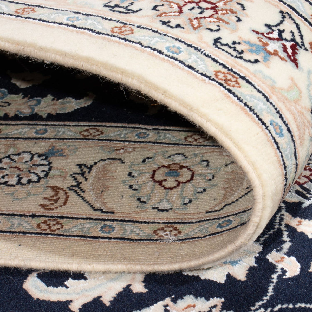 Tapis de couloir Tapis persan - Nain - Premium - 388 x 88 cm - bleu foncé