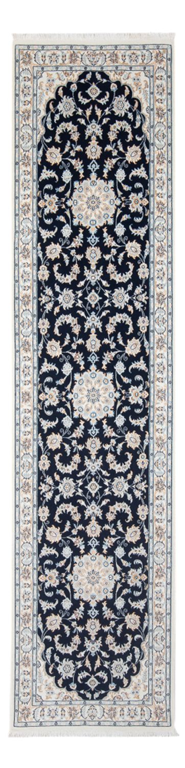 Tapis de couloir Tapis persan - Nain - Premium - 302 x 83 cm - bleu foncé