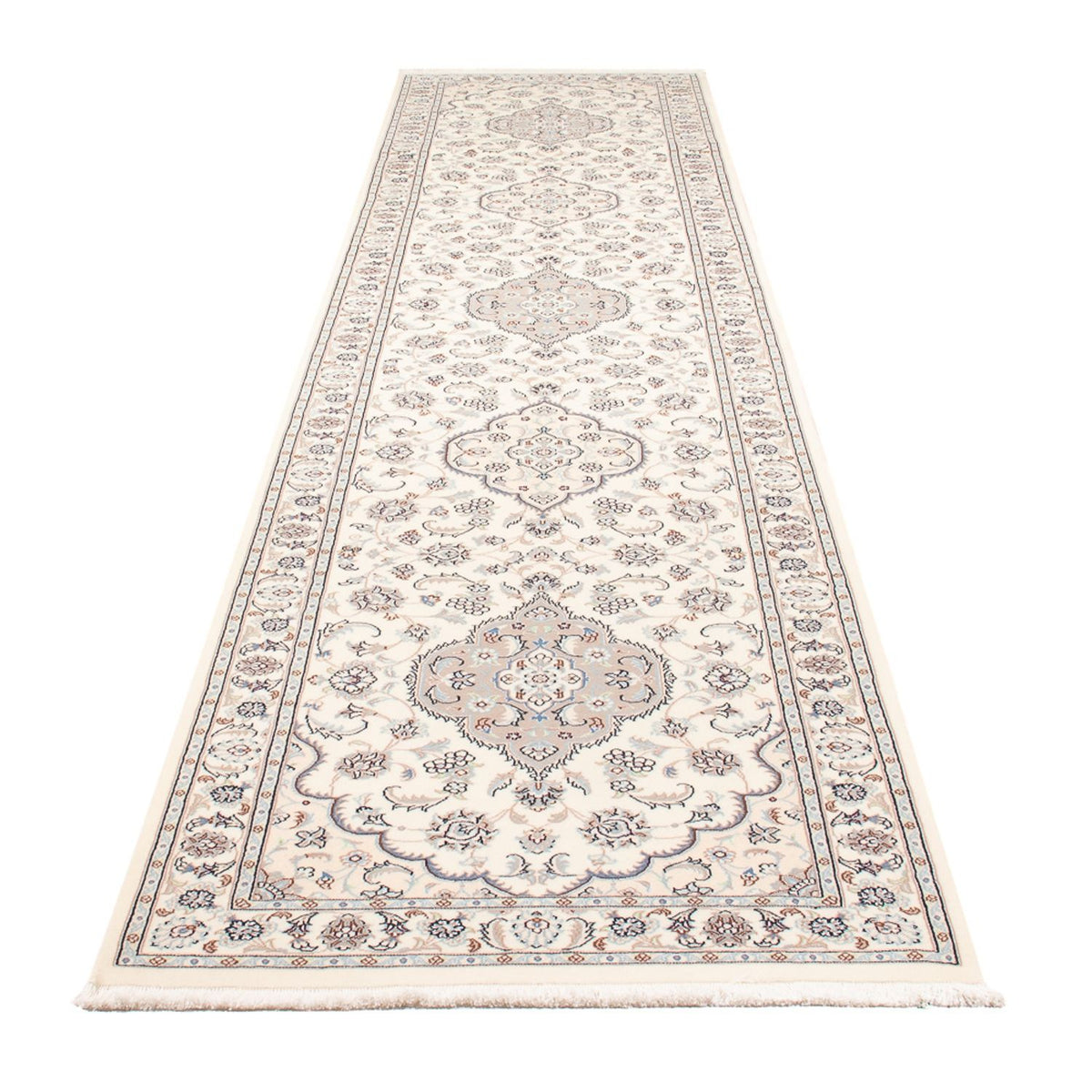Tapis de couloir Tapis persan - Nain - Premium - 410 x 90 cm - crème