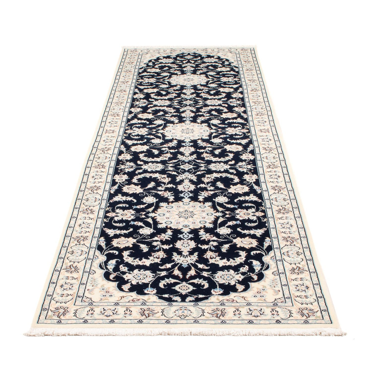 Tapis de couloir Tapis persan - Nain - Premium - 296 x 81 cm - bleu foncé