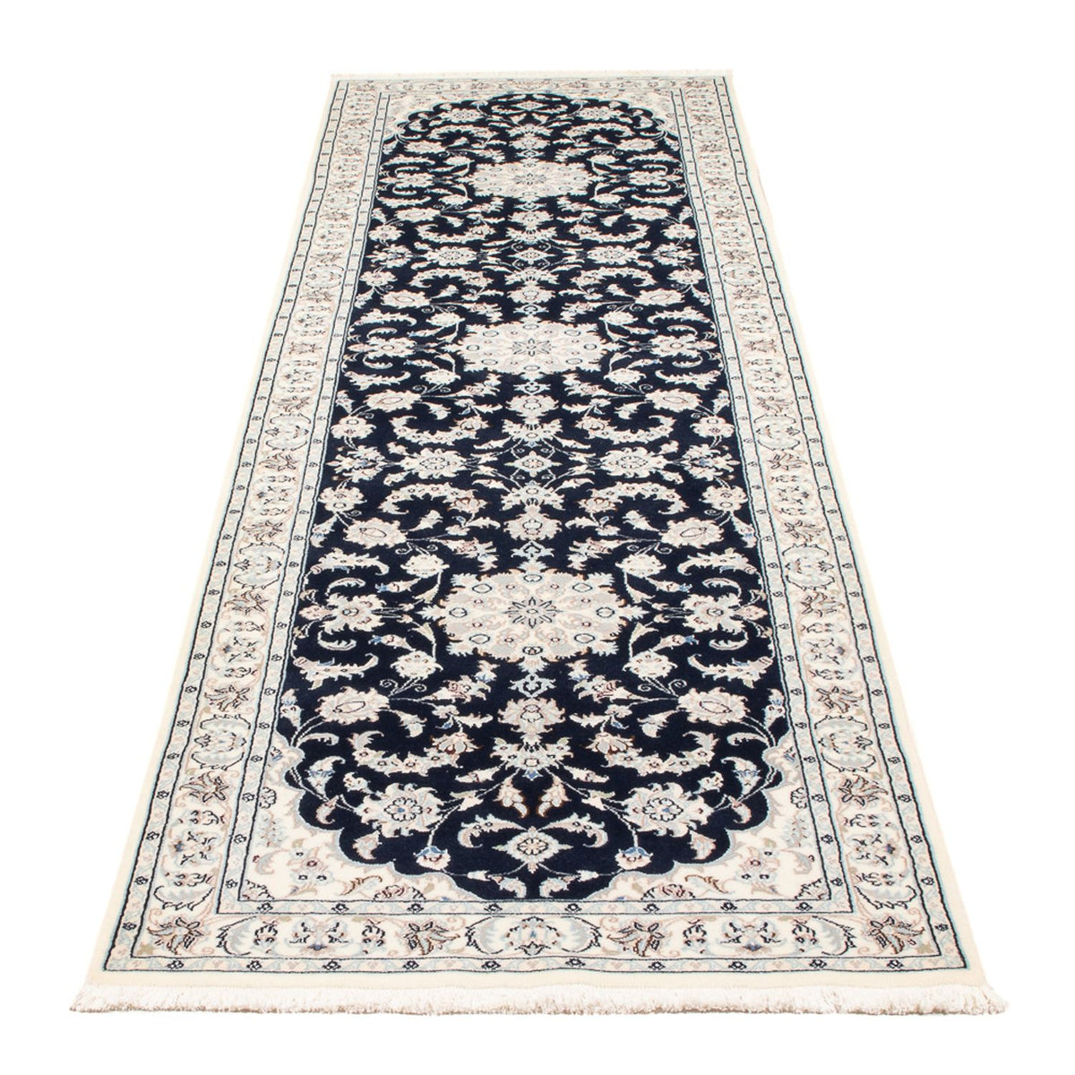 Tapis de couloir Tapis persan - Nain - Premium - 294 x 80 cm - bleu foncé
