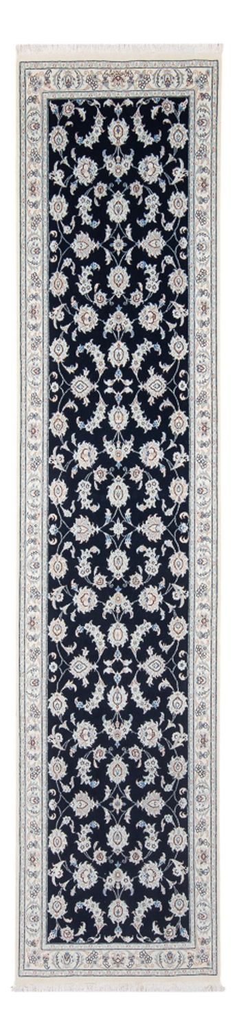 Tapis de couloir Tapis persan - Nain - Premium - 302 x 80 cm - bleu foncé