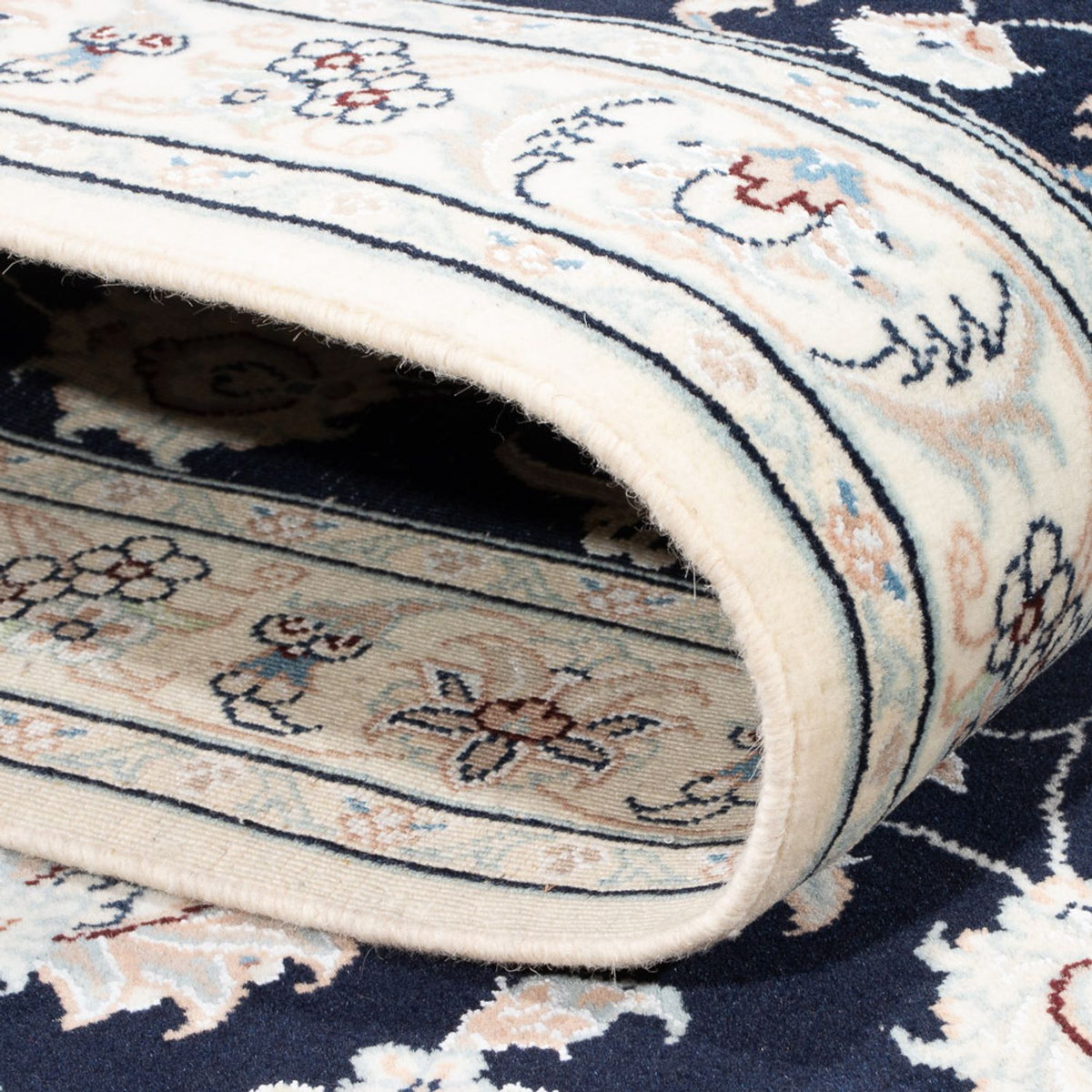 Tapis de couloir Tapis persan - Nain - Premium - 302 x 80 cm - bleu foncé