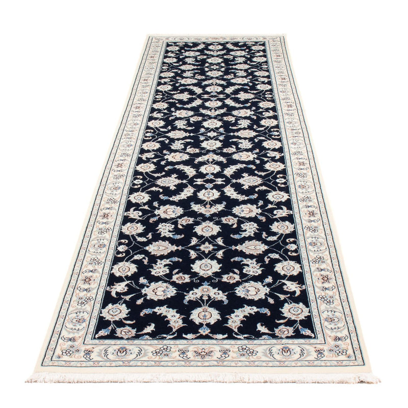 Tapis de couloir Tapis persan - Nain - Premium - 302 x 80 cm - bleu foncé