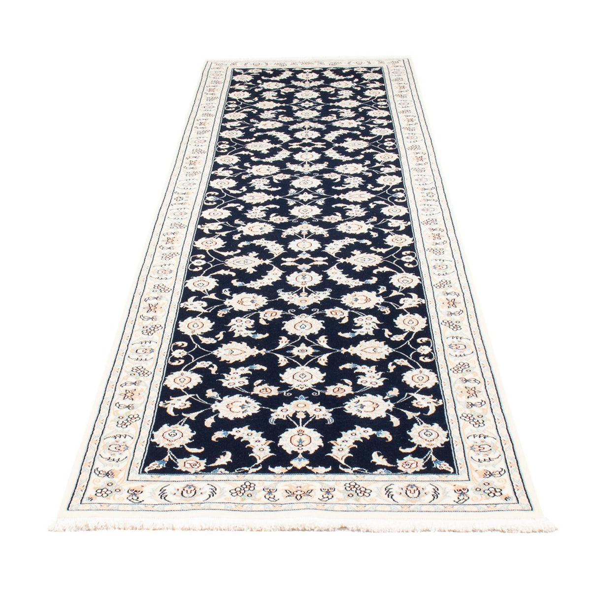 Tapis de couloir Tapis persan - Nain - Premium - 302 x 82 cm - bleu foncé