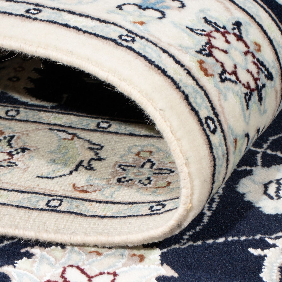 Tapis de couloir Tapis persan - Nain - Royal - 195 x 81 cm - bleu foncé