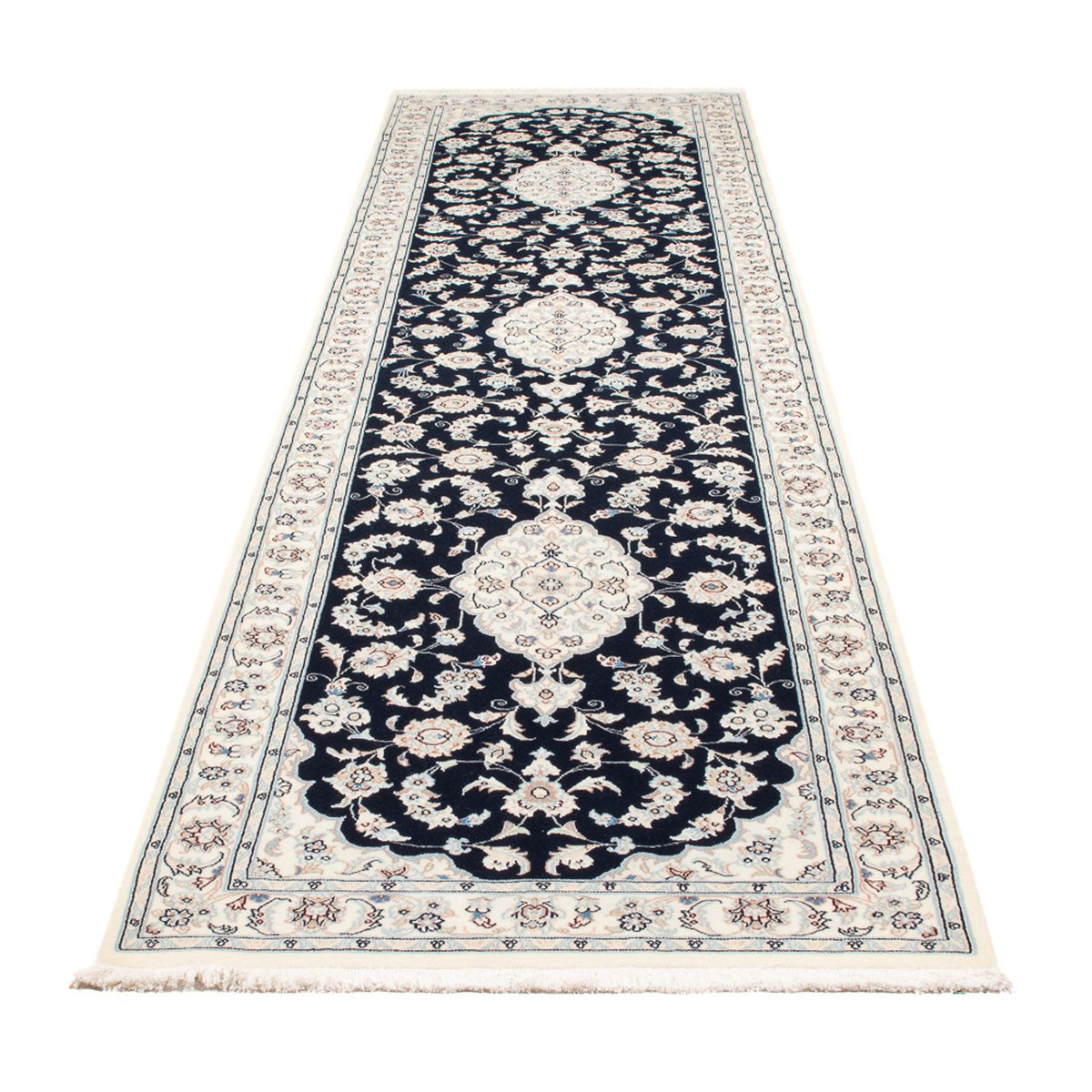 Tapis de couloir Tapis persan - Nain - Premium - 339 x 86 cm - bleu foncé