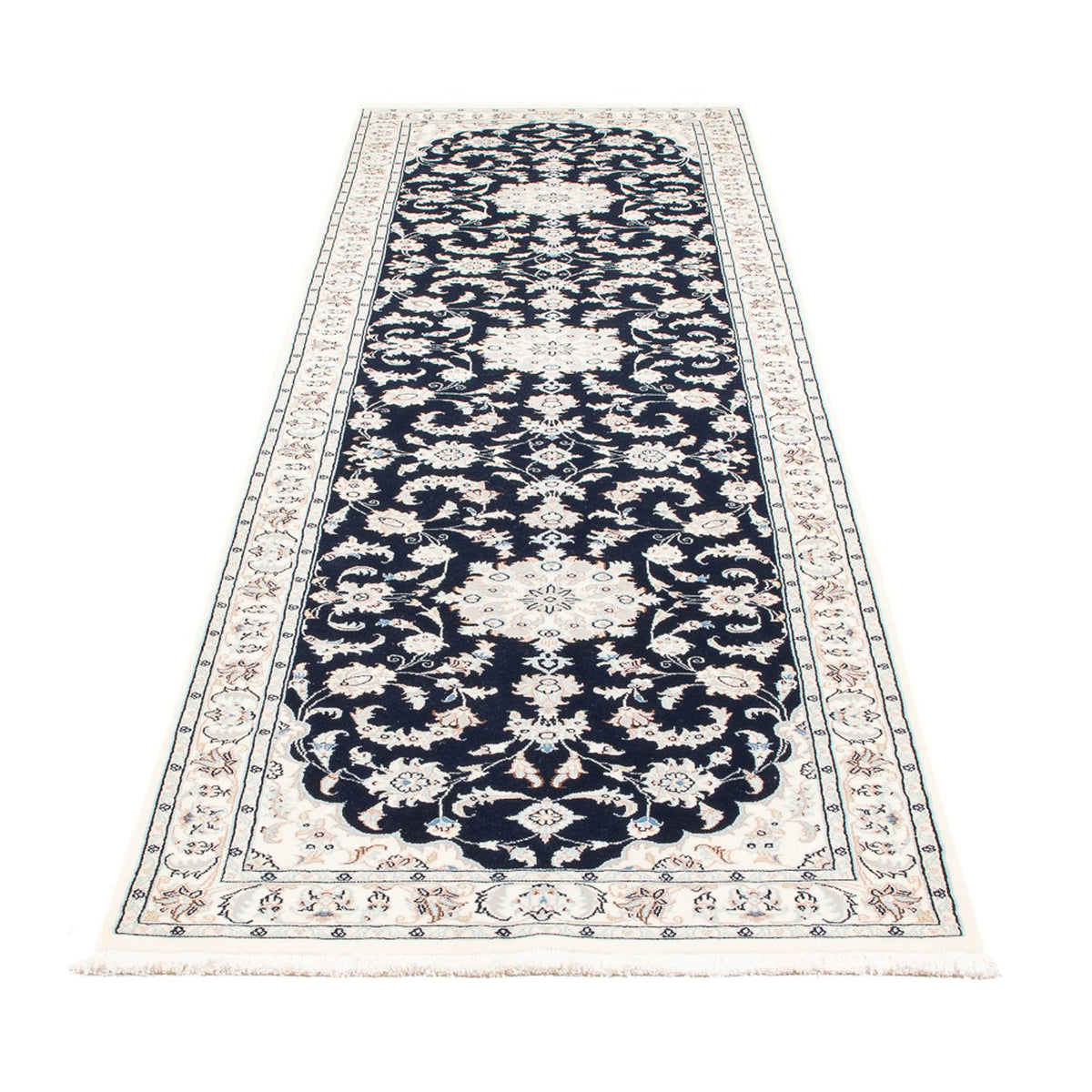 Tapis de couloir Tapis persan - Nain - Premium - 297 x 82 cm - bleu foncé