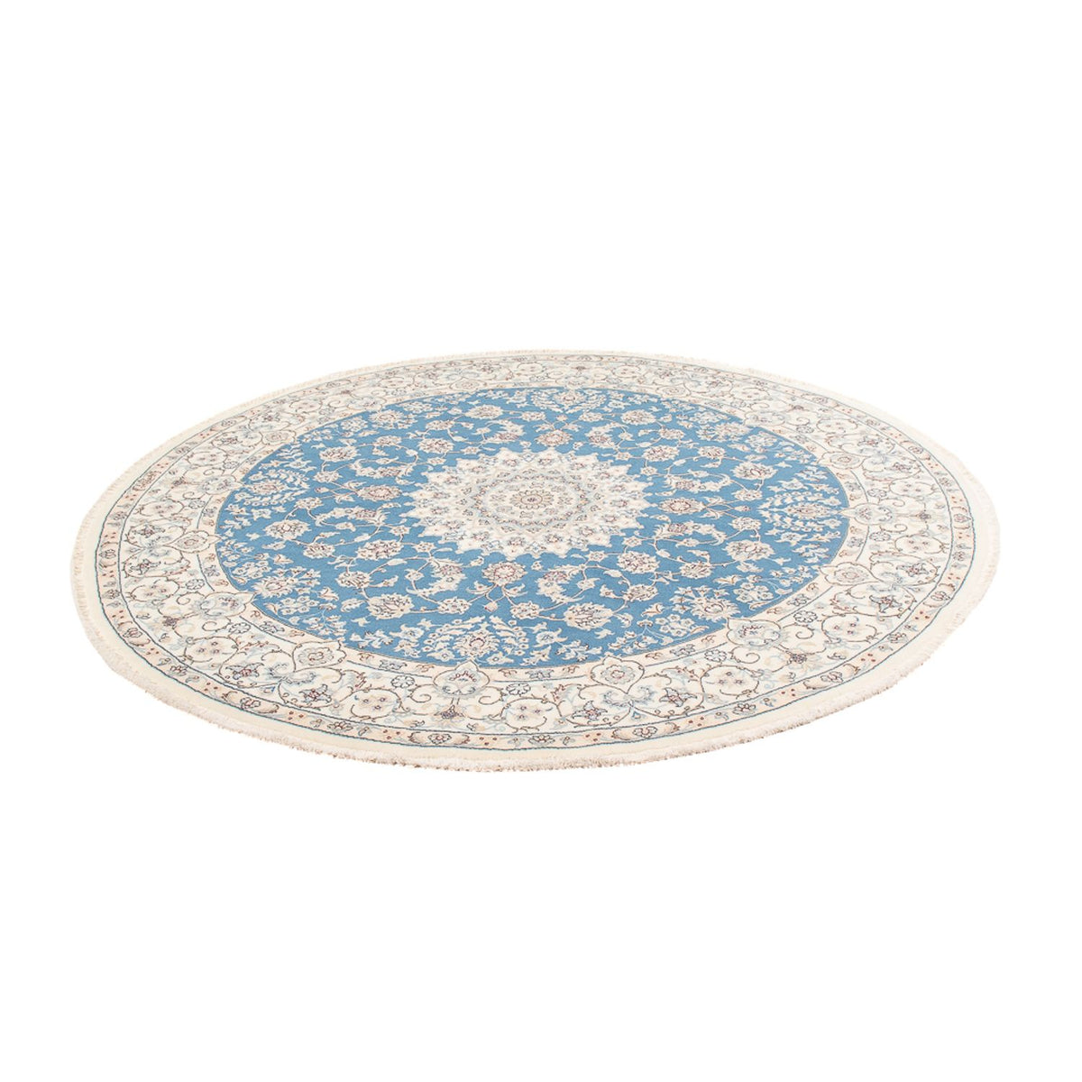 Tapis persan - Nain ronde  - 200 x 200 cm - bleu clair