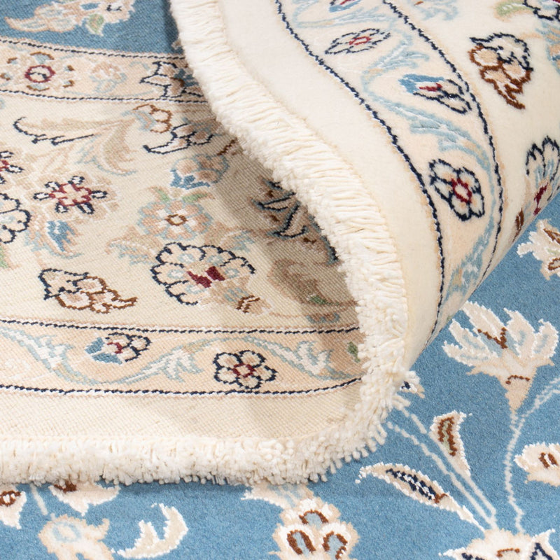 Tapis persan - Nain ronde  - 212 x 203 cm - bleu clair