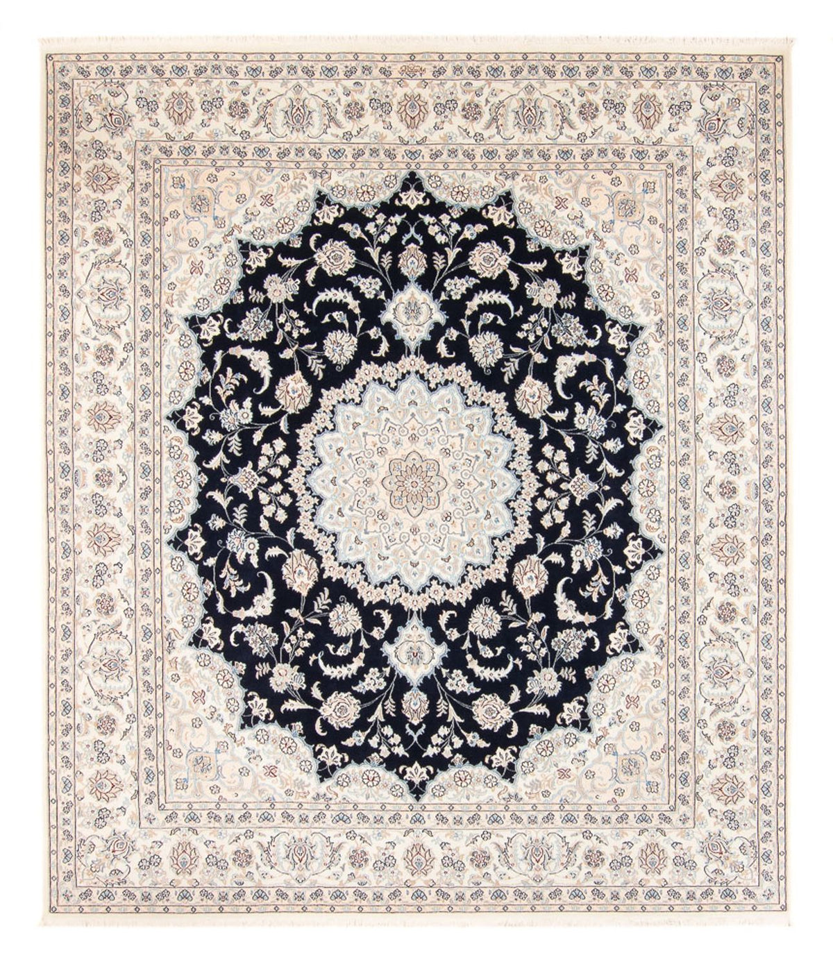 Tapis persan - Nain - 266 x 223 cm - bleu foncé