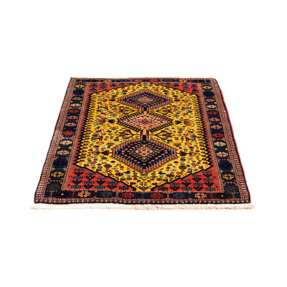 Tapis persan - Nomadic - 132 x 85 cm - jaune