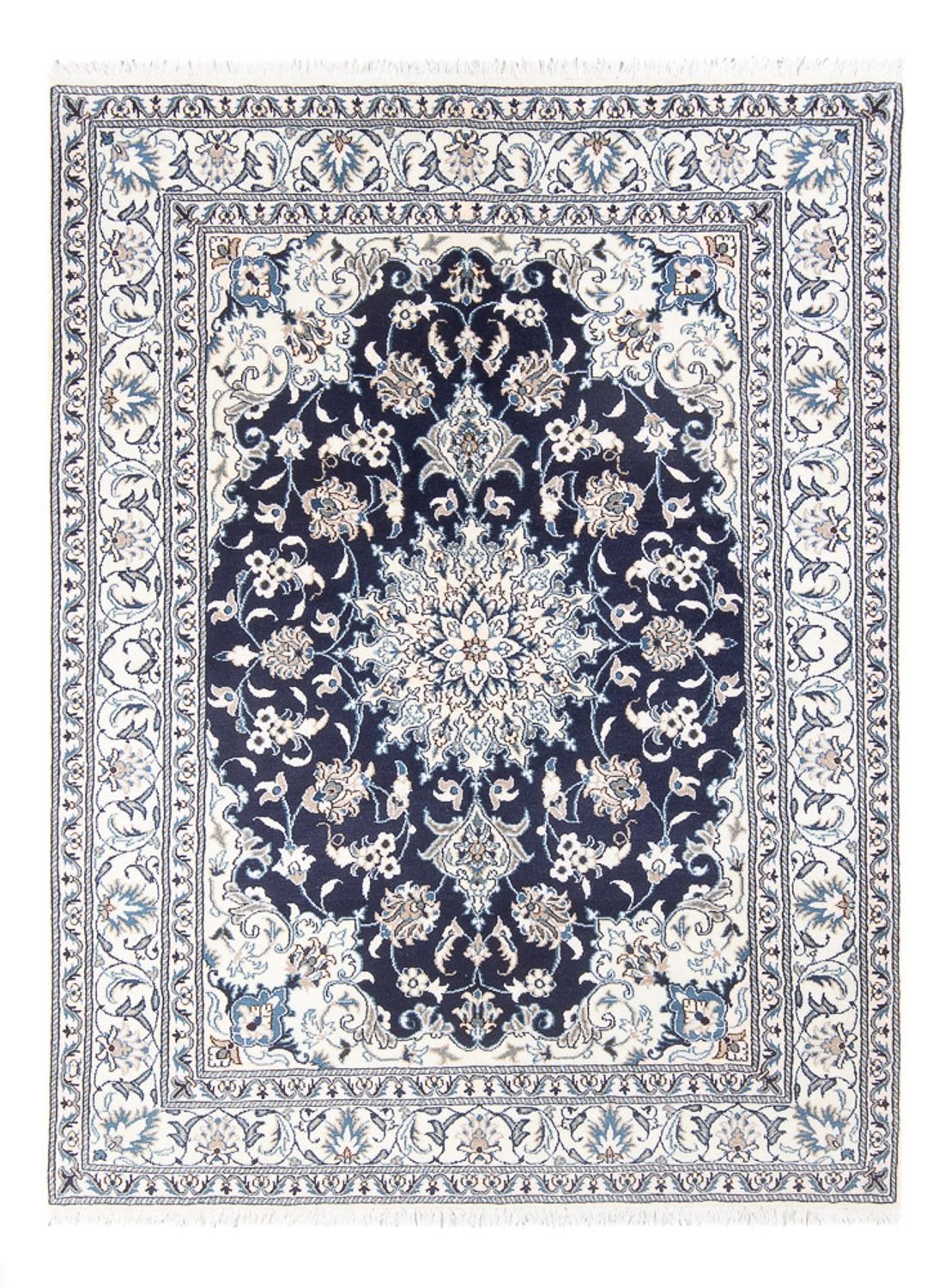 Tapis persan - Nain - Royal - 203 x 147 cm - bleu foncé