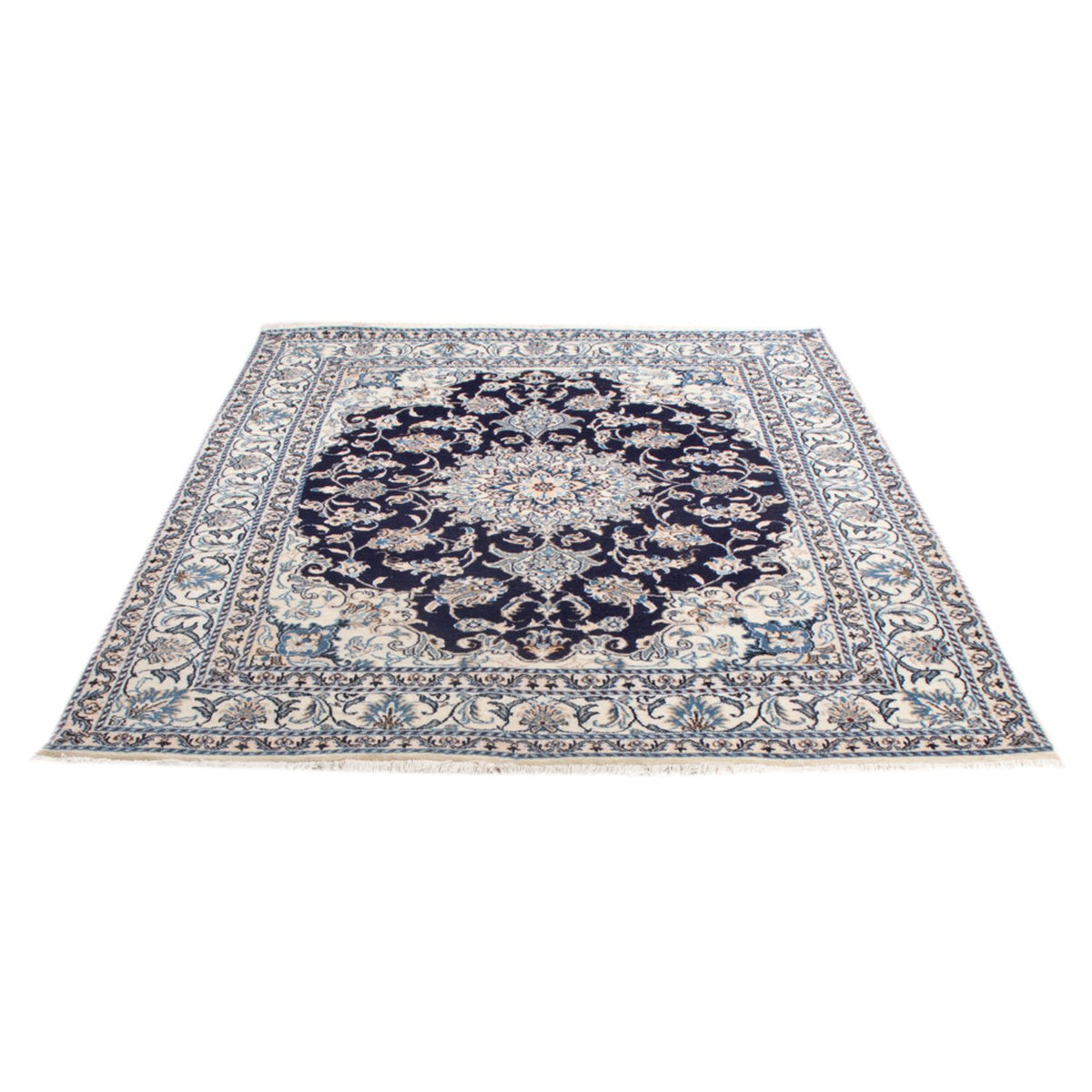 Tapis persan - Nain - Royal - 201 x 145 cm - bleu foncé