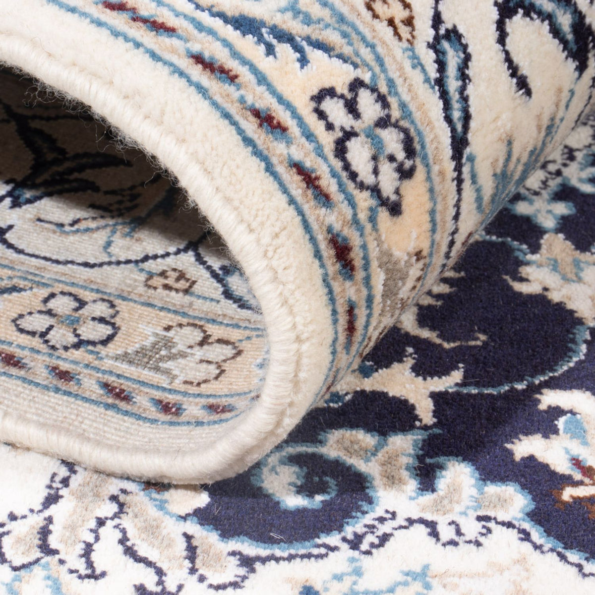 Tapis persan - Nain - Royal - 200 x 145 cm - bleu foncé