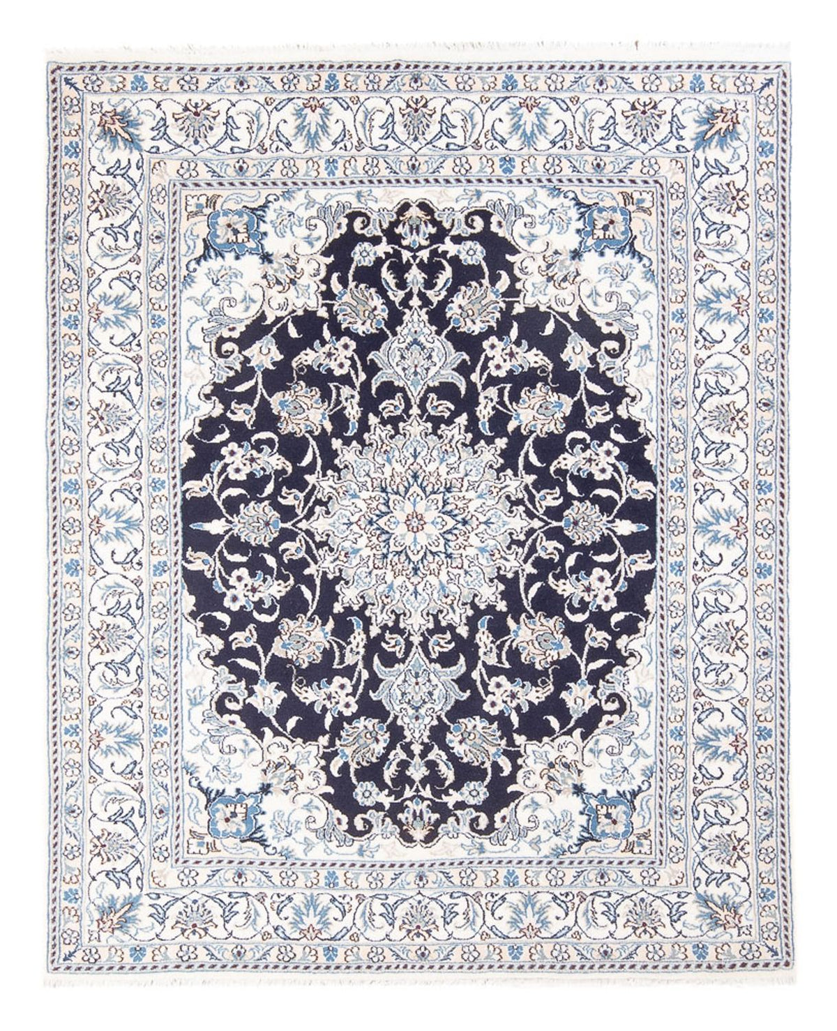 Tapis persan - Nain - Royal - 190 x 149 cm - bleu foncé