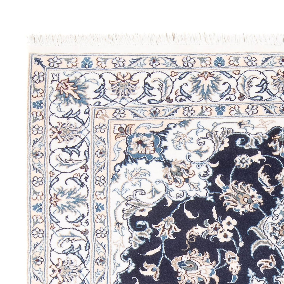 Tapis persan - Nain - Royal - 194 x 145 cm - bleu foncé