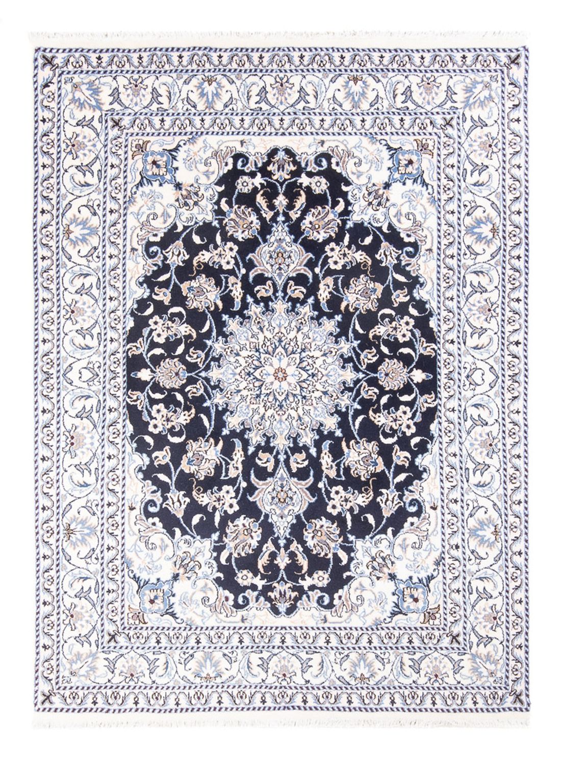 Tapis persan - Nain - Royal - 207 x 145 cm - bleu foncé