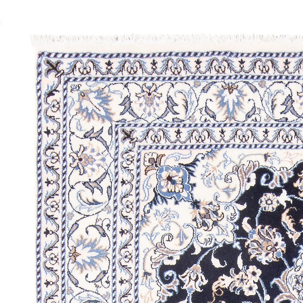 Tapis persan - Nain - Royal - 207 x 145 cm - bleu foncé