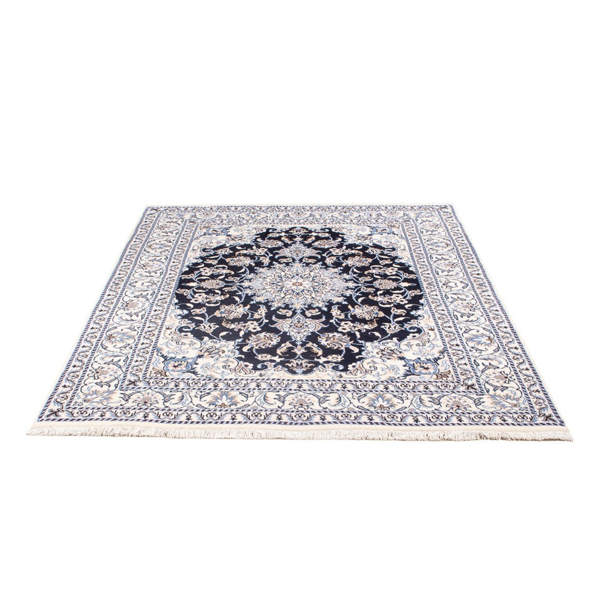 Tapis persan - Nain - Royal - 207 x 145 cm - bleu foncé