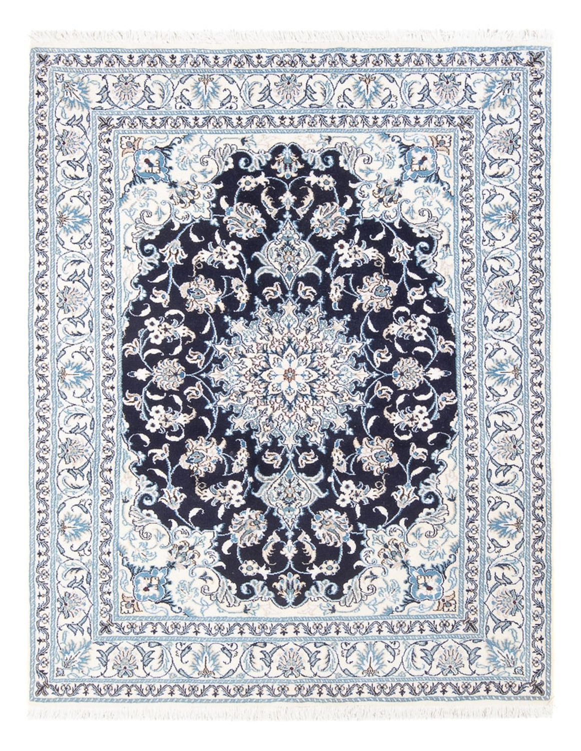 Tapis persan - Nain - Royal - 205 x 146 cm - bleu foncé