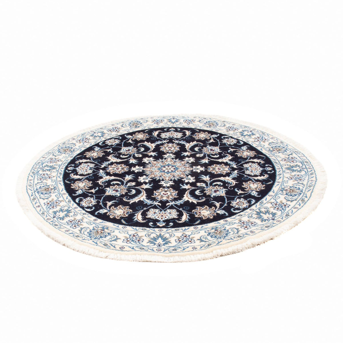 Tapis persan - Nain ronde  - 150 x 150 cm - bleu foncé