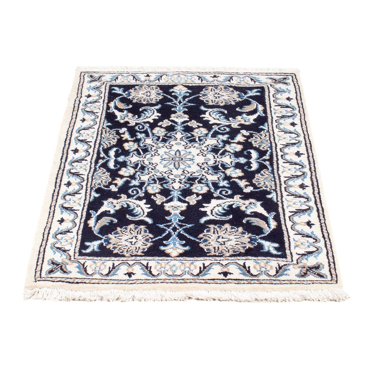 Tapis persan - Nain - Royal - 90 x 60 cm - bleu foncé